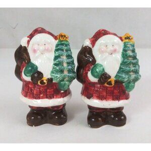 Vintage 1999 GKAO Santa Claus Holding Tree & Sack 3.75" Salt & Pepper Shakers